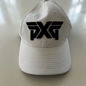 PXG White Hat with Black Raised Logo